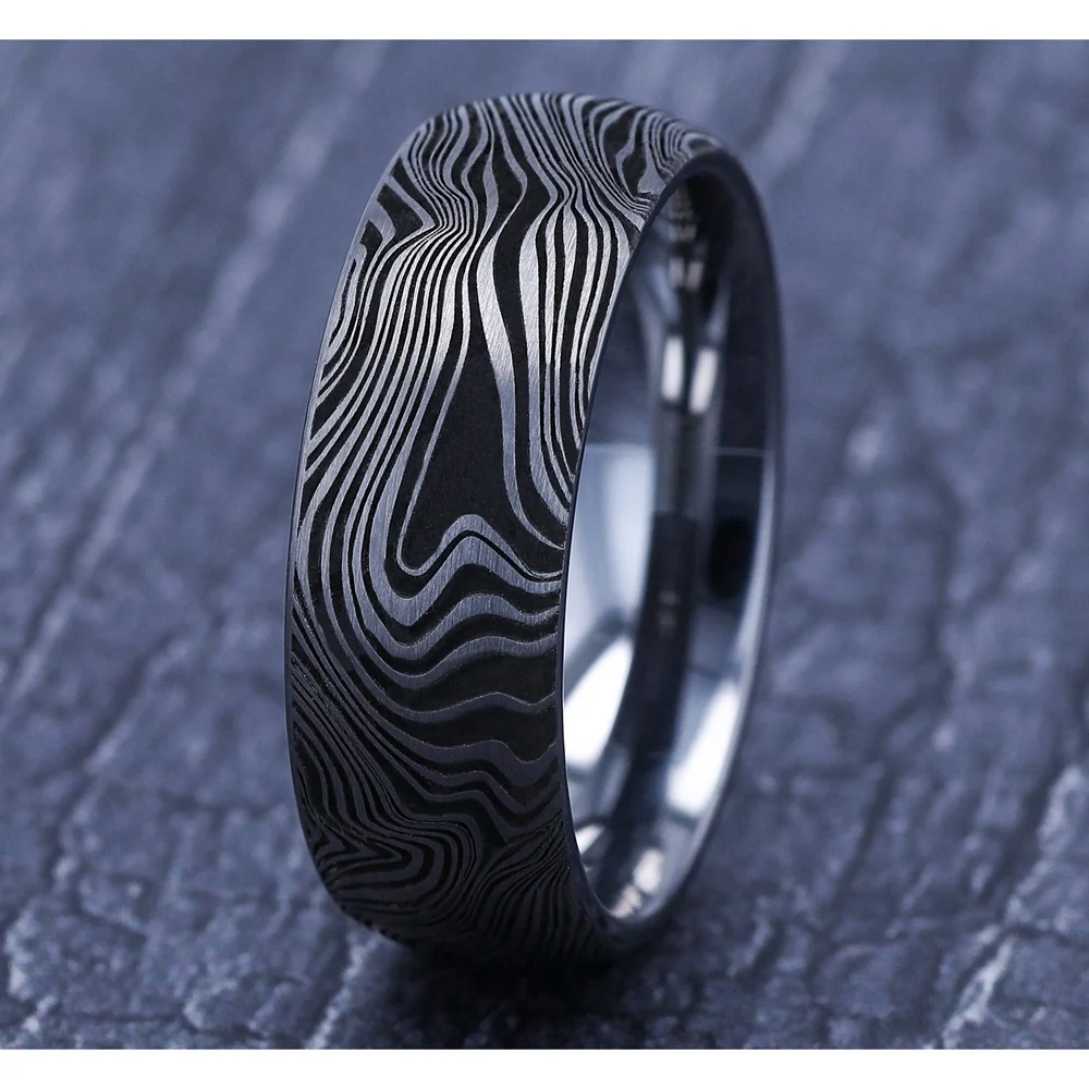 The Gladiator Men's Wedding Band in Tungsten - 8mm Width by Forge - Image 4