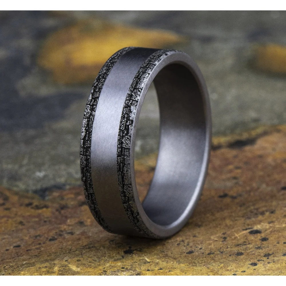 The Hadrian Men's Wedding Band in Grey Tantalum - 7mm Width by Tantalum - Image 4