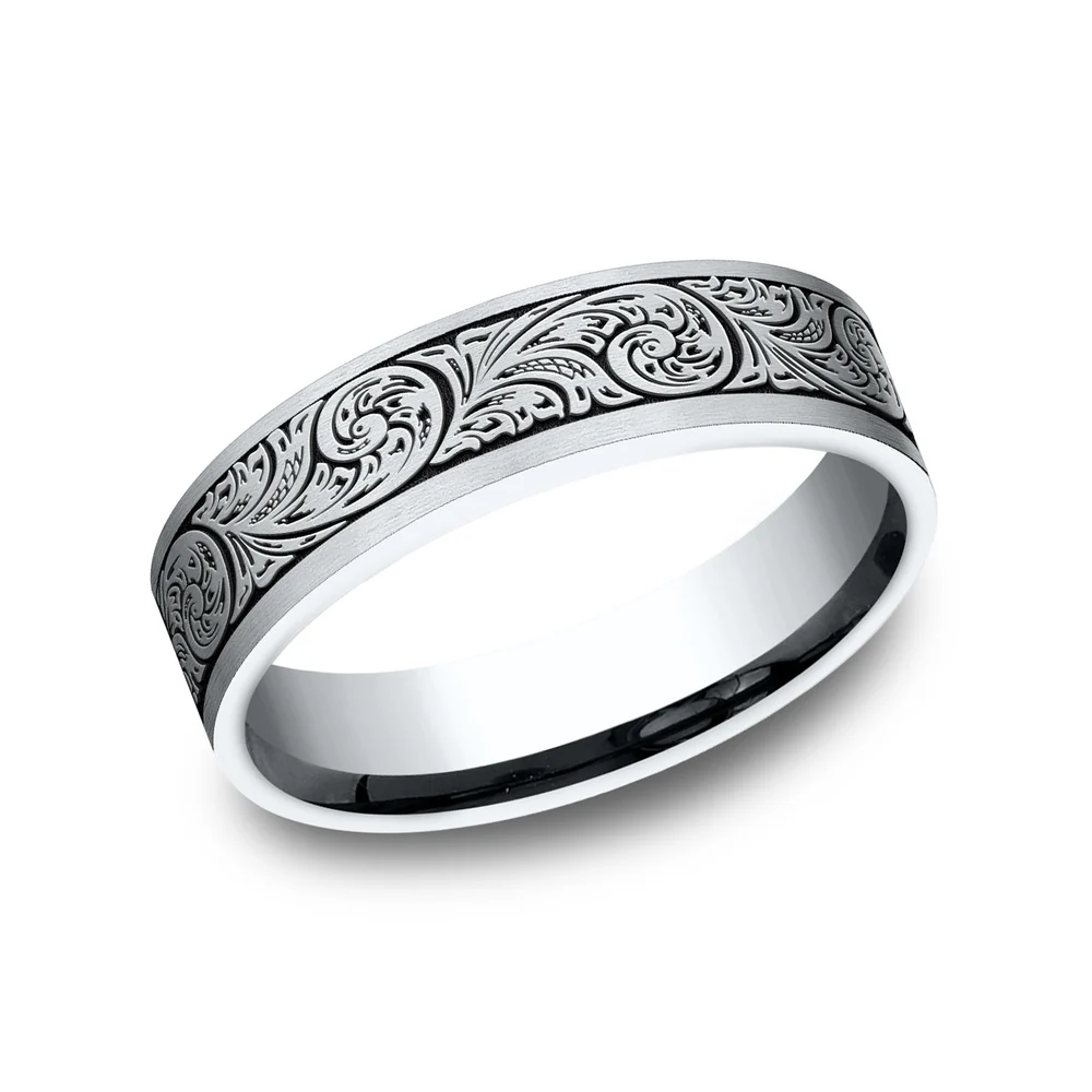 The Inquisitor Men's Wedding Band in 14K White Gold - 6mm Width by Benchmark