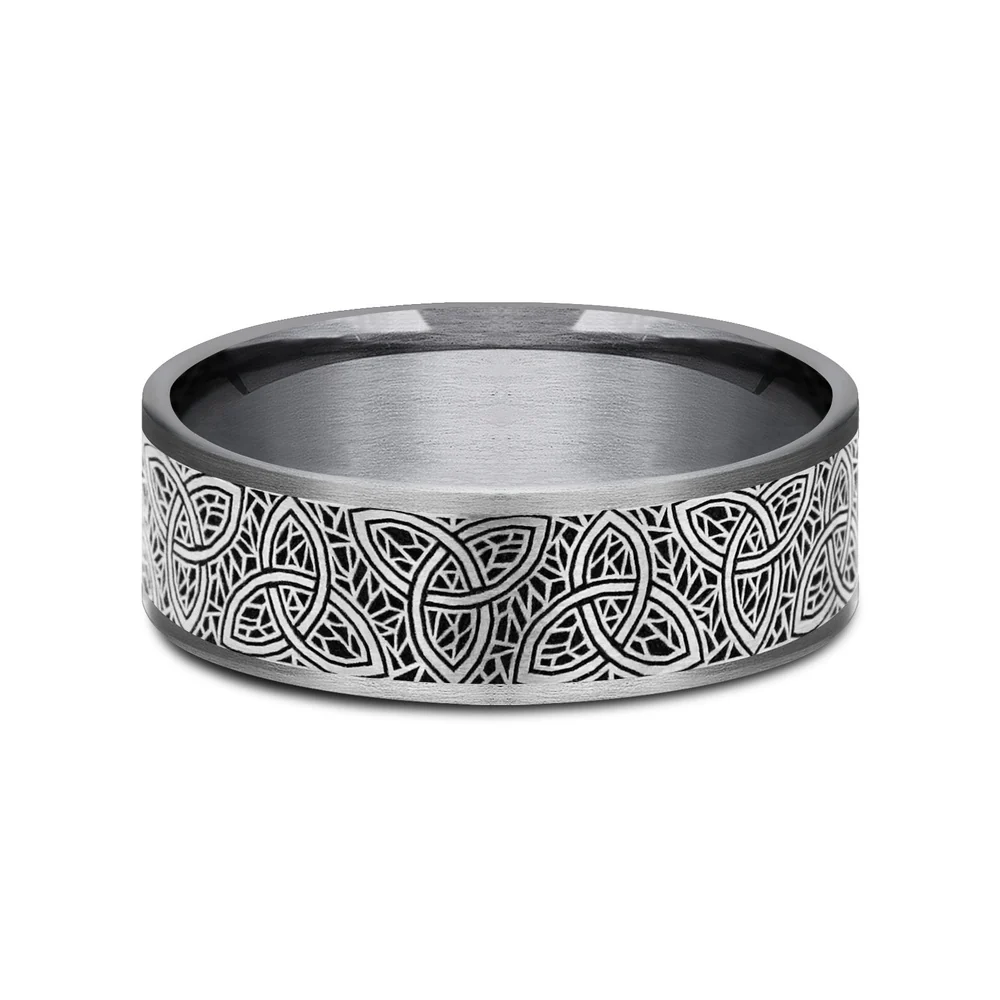 The Keltar Men's Wedding Band in Grey Tantalum and Grey/Black Titanium - 7.5mm Width by Tantalum - Image 3