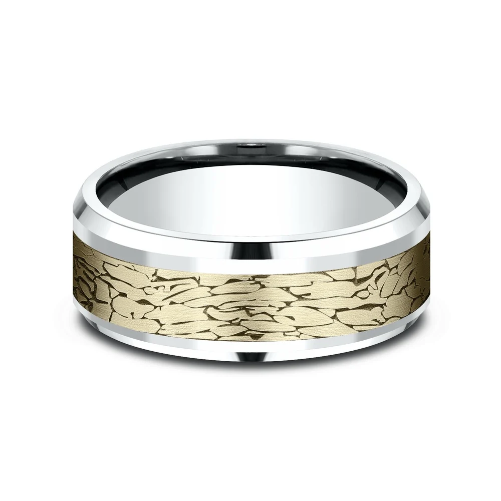 The Legend Men's Wedding Band in 14K White and Yellow Gold - 8mm Width by Benchmark - Image 3