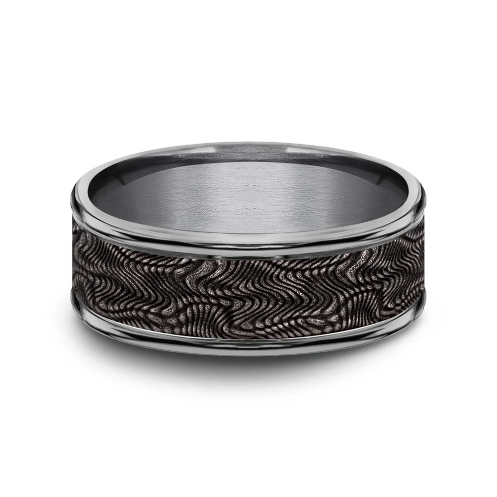 The Mamba Men's Wedding Band in Grey Tantalum - 8mm Width by Tantalum - Image 3