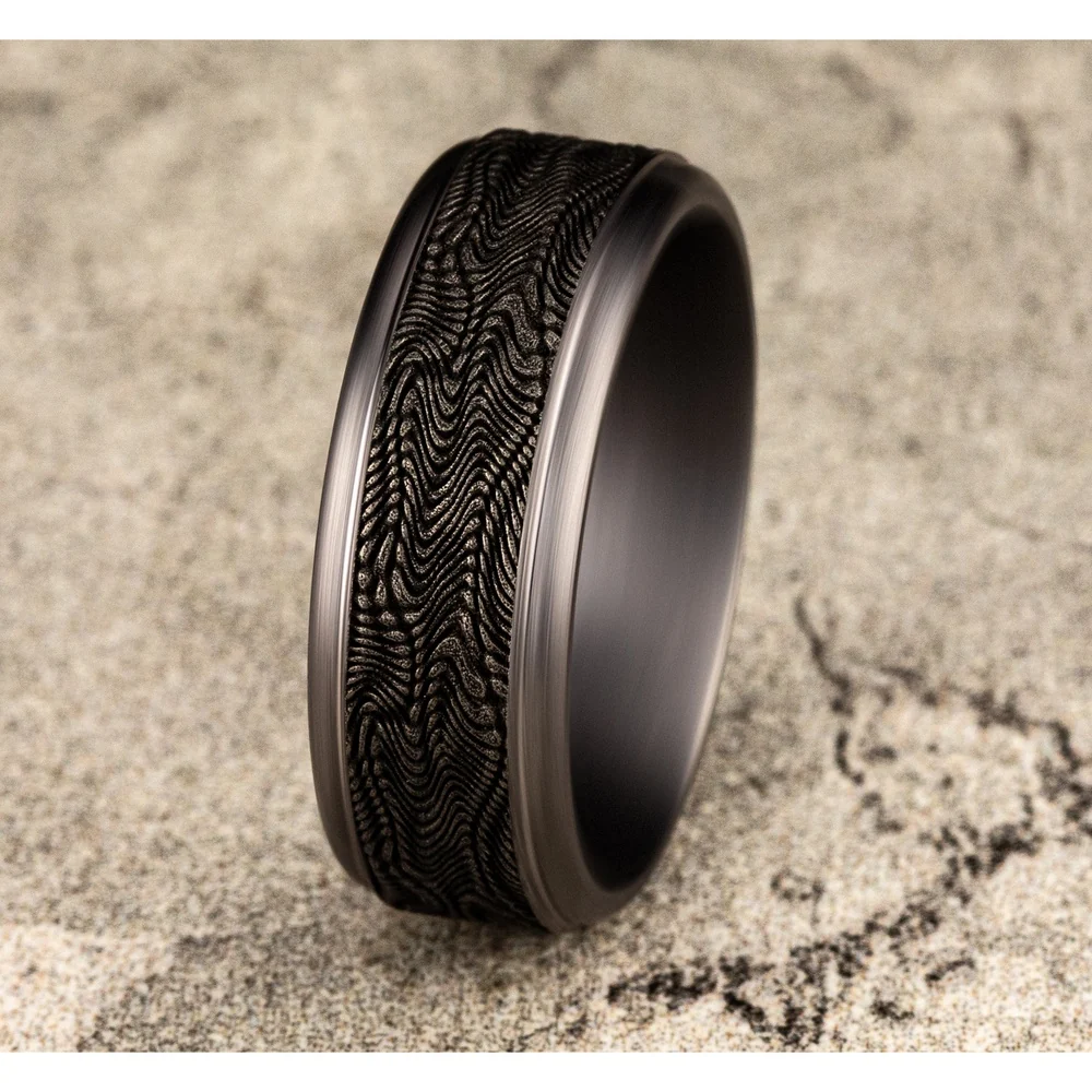 The Mamba Men's Wedding Band in Grey Tantalum - 8mm Width by Tantalum - Image 4