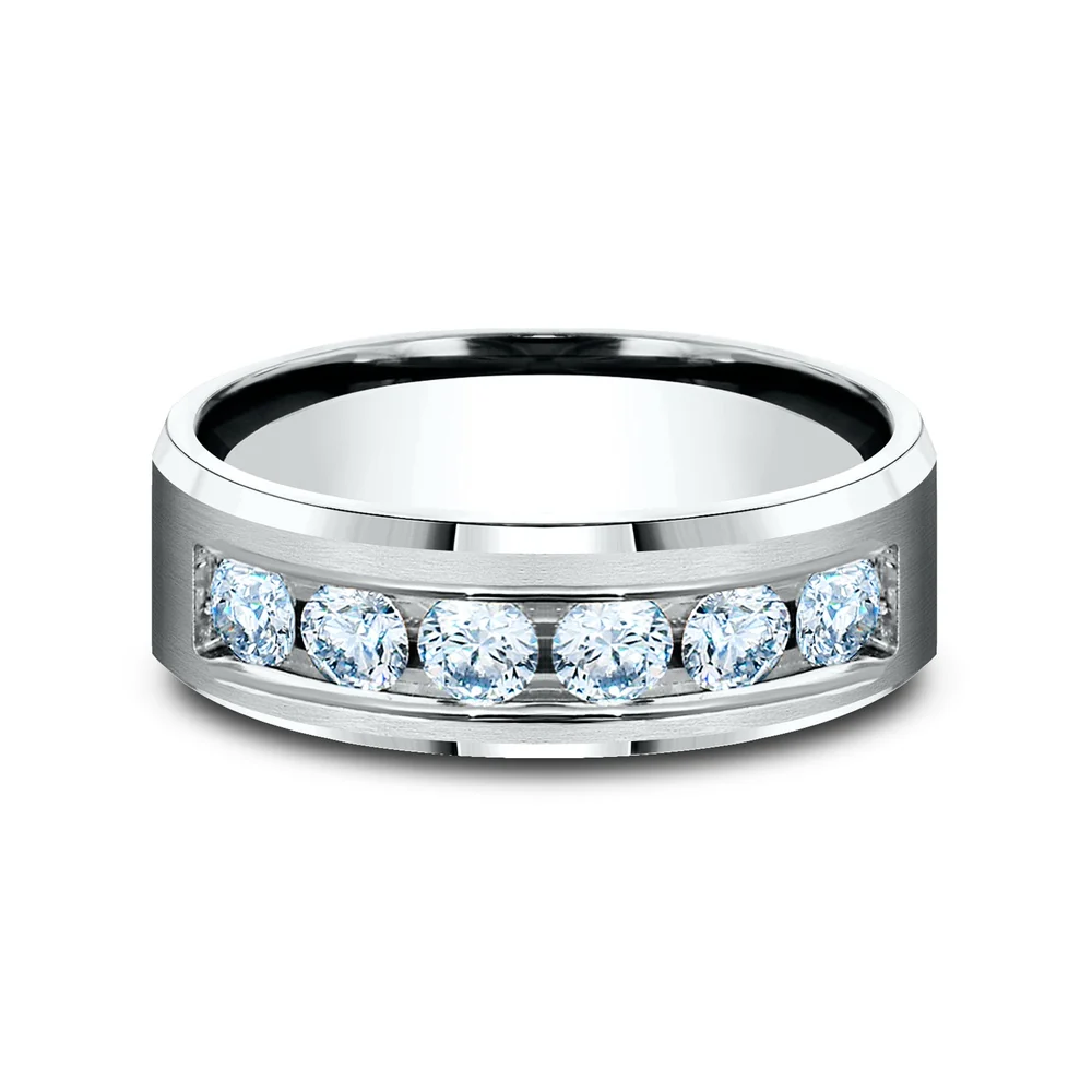 The Monarch Men's Wedding Band in 14K White Gold - 7mm Width by Benchmark - Image 3