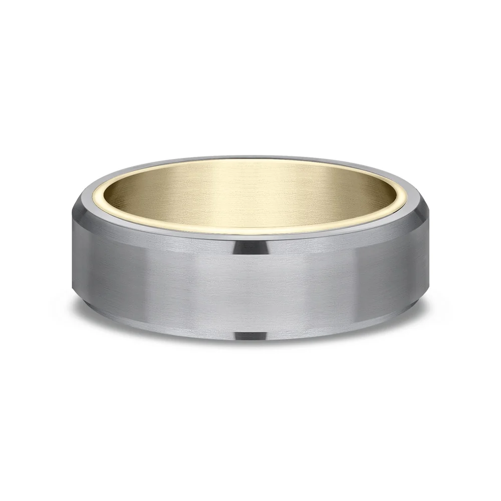 The Nobleman Men's Wedding Band in 14K Yellow Gold and Grey Tantalum - 6.5mm Width by Ammara Stone - Image 3