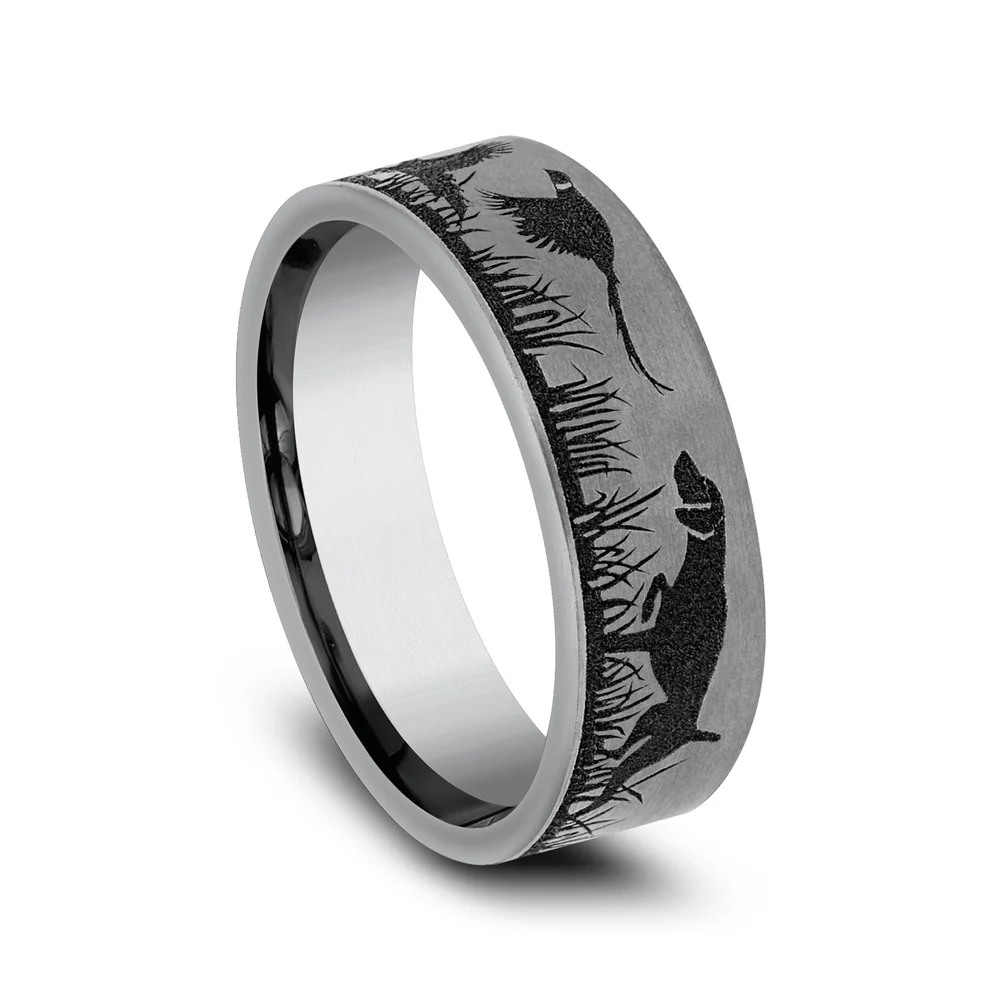 The Pointer Men's Wedding Band in Grey Tantalum - 7mm Width by Brook and Branch - Image 2