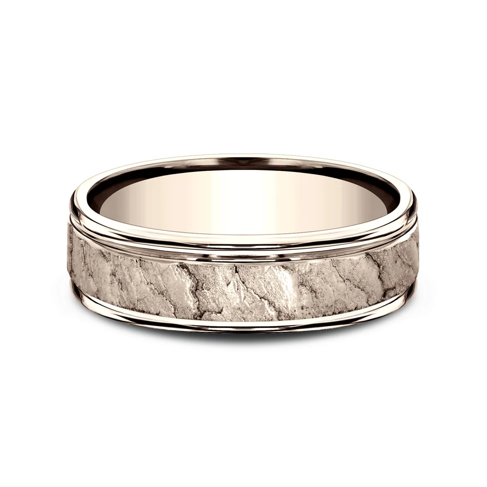 The Pompeii Men's Wedding Band in 14K Rose Gold - 6.5mm Width by Benchmark - Image 3