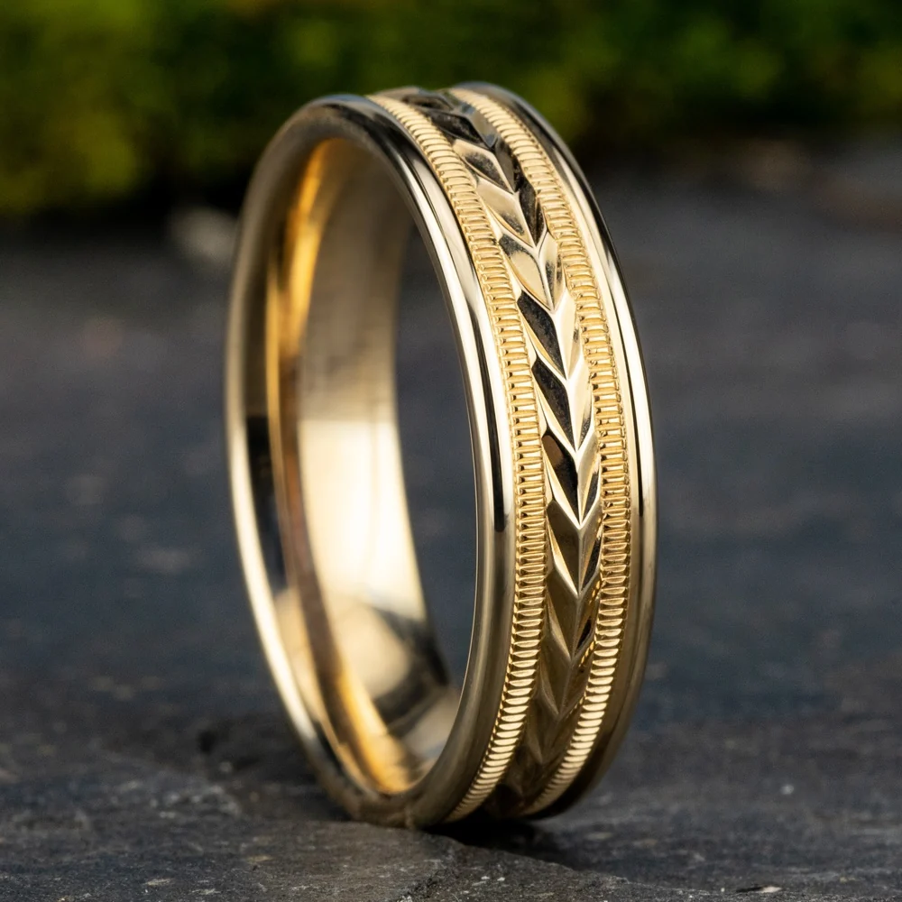 The Primor Men's Wedding Band in 14K Yellow Gold - 6mm Width by Benchmark - Image 4