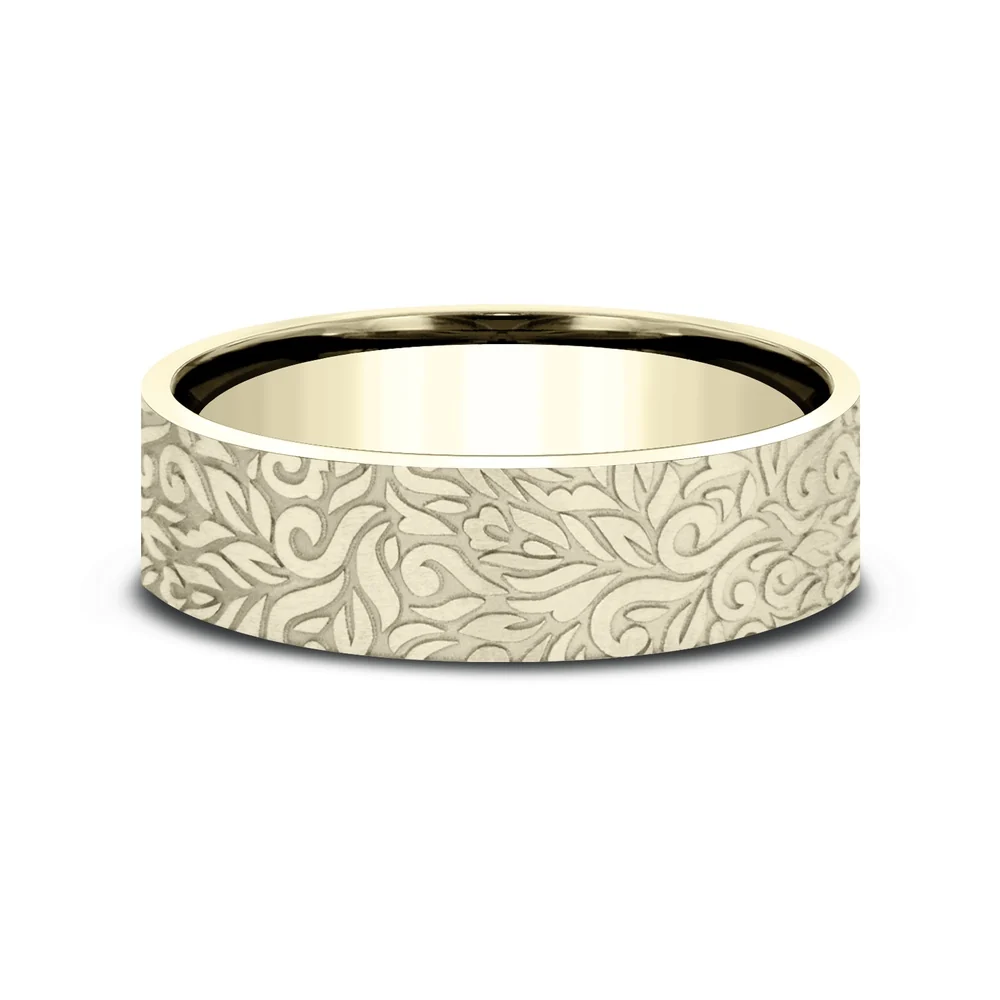 The Ranch Men's Wedding Band in 14K Yellow Gold - 7mm Width by Benchmark - Image 3