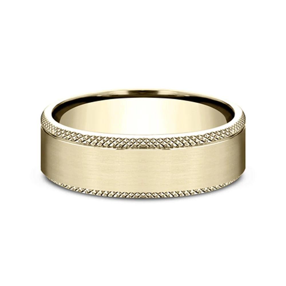 The Rogue Men's Wedding Band in 14K Yellow Gold - 6.5mm Width by Benchmark - Image 3