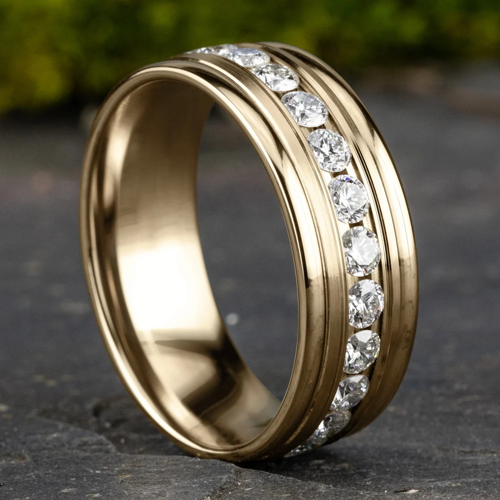 The Roosevelt Men's Wedding Band in 14K Yellow Gold - 8mm Width by Benchmark - Image 4
