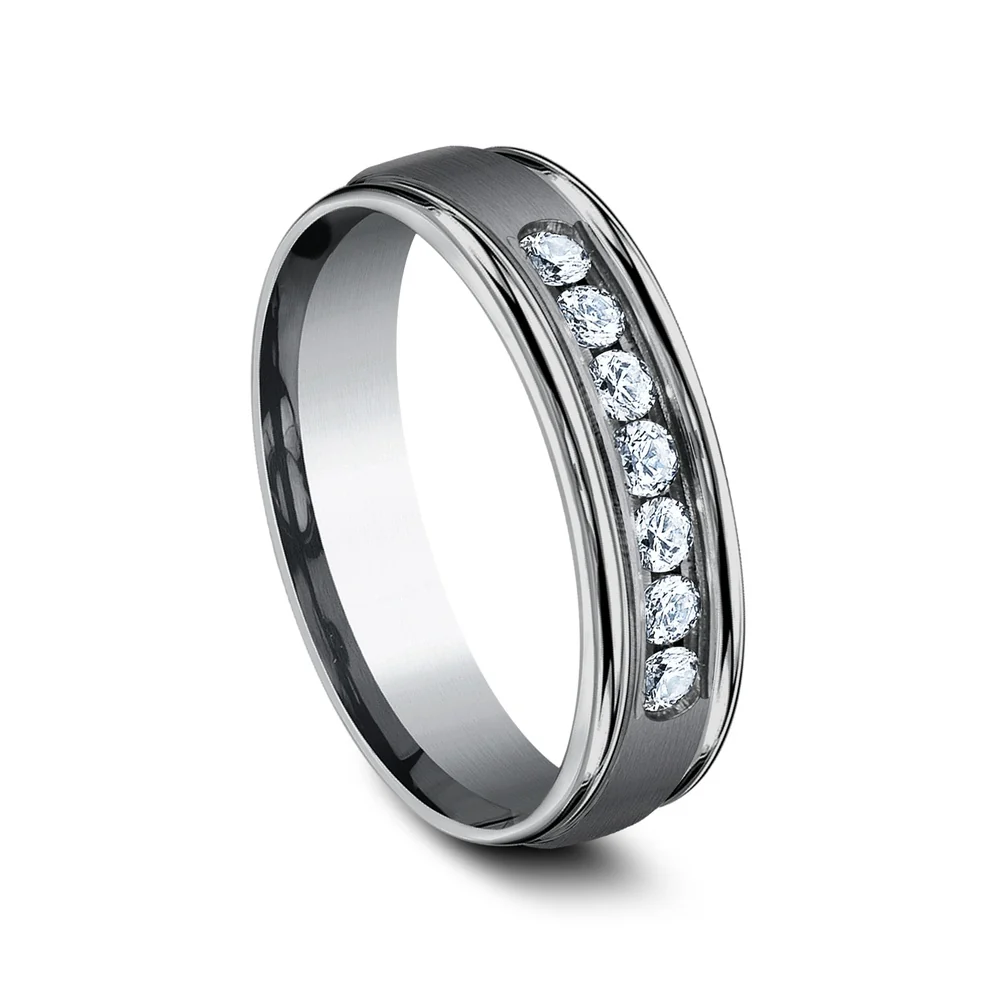 The Roosevelt Men's Wedding Band in Grey Tantalum - 6mm Width by Tantalum - Image 2