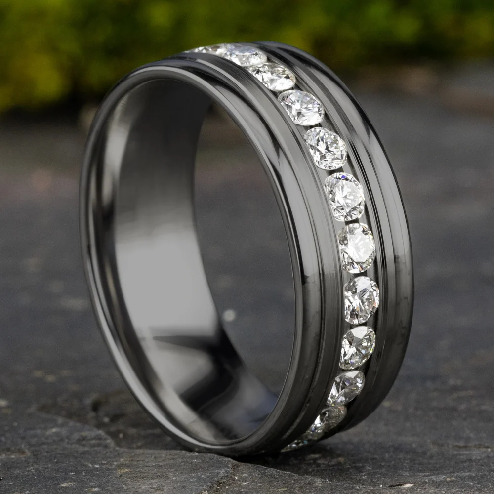 The Roosevelt Men's Wedding Band in Grey Tantalum - 8mm Width by Tantalum - Image 4