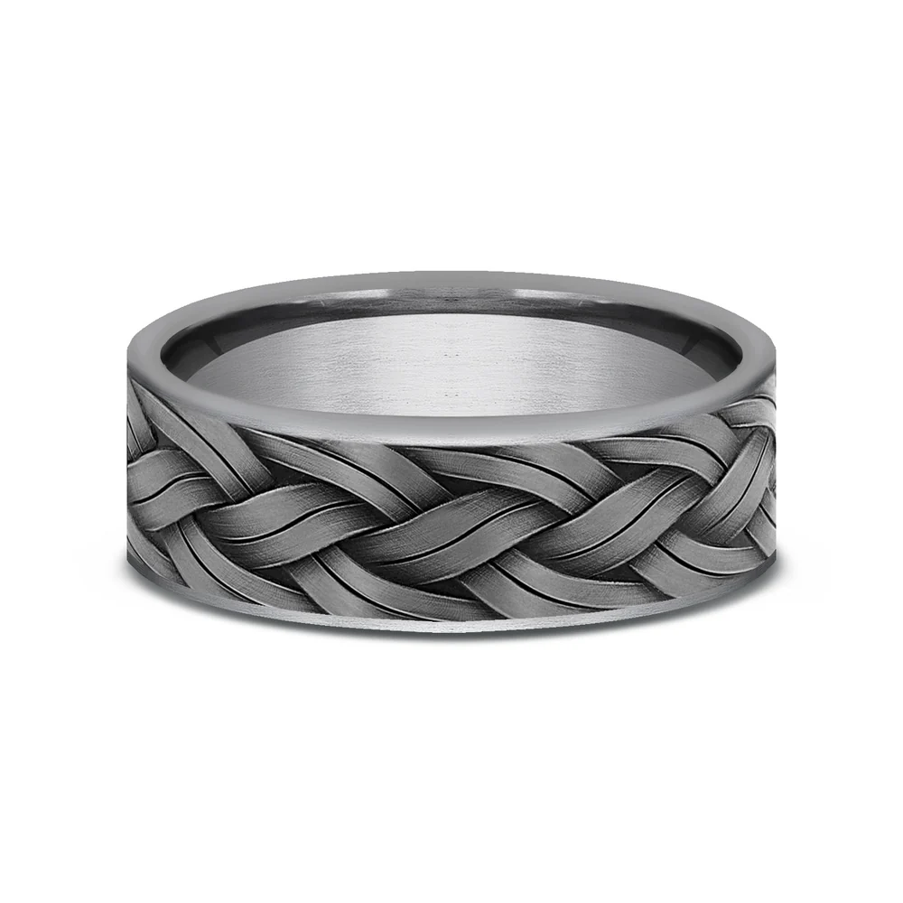 The Rope Men's Wedding Band in Grey Tantalum - 7mm Width by Tantalum - Image 3