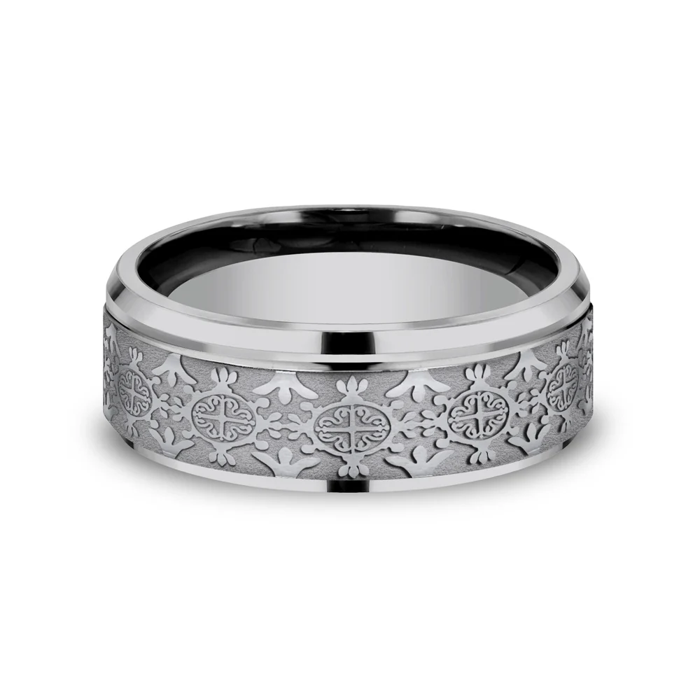 The Saint Men's Wedding Band in Grey Tantalum - 8mm Width by Tantalum - Image 3