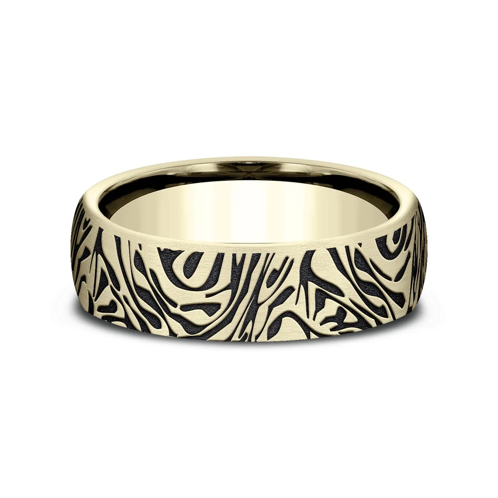 The Samurai Men's Wedding Band in 14K Yellow Gold - 6.5mm Width by Benchmark - Image 3