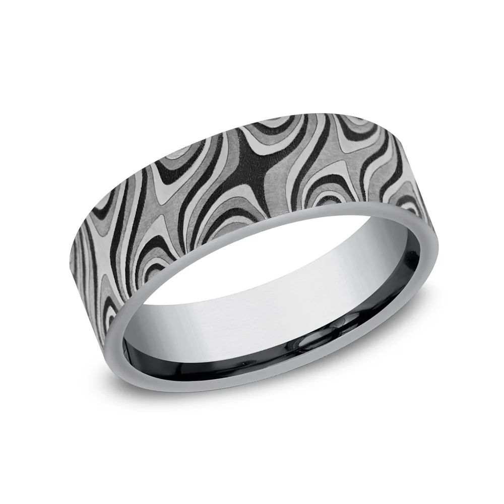 The Saturn Men's Wedding Band in Grey Tantalum - 7mm Width by Tantalum