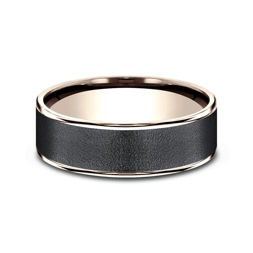 The Sergeant Men's Wedding Band in 14K Rose Gold and Darkened Tantalum - 7.5mm Width by Ammara Stone - Image 3