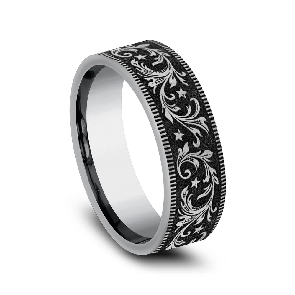 The Spur Men's Wedding Band in Tungsten - 7mm Width by Forge - Image 2