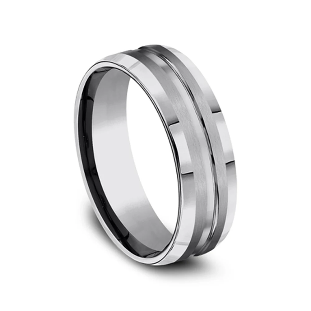 The Stealth Men's Wedding Band in Tungsten - 7mm Width by Forge - Image 2