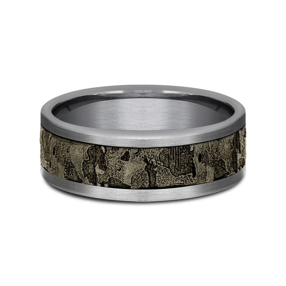 The Stud Men's Wedding Band in Grey Tantalum and Bronze - 8mm Width by Tantalum - Image 3