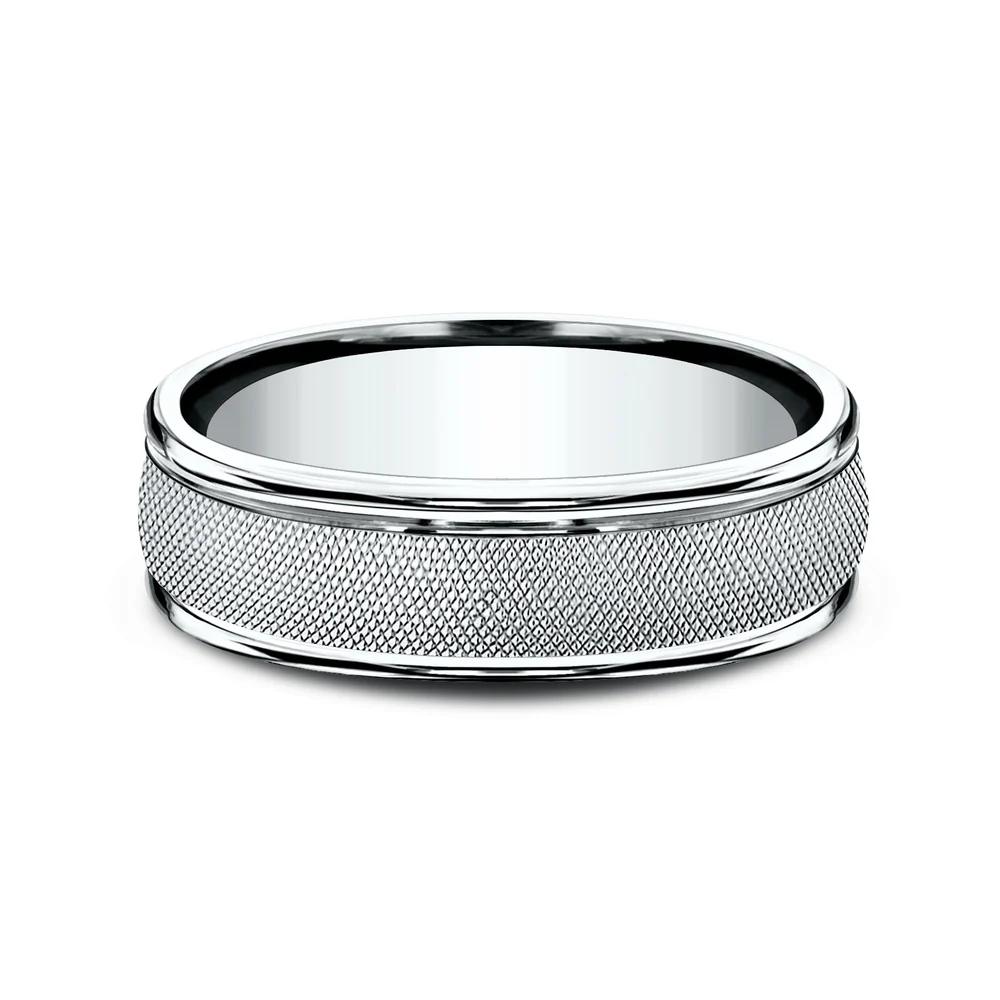 The Templar Men's Wedding Band in 14K White Gold - 6.5mm Width by Benchmark - Image 3