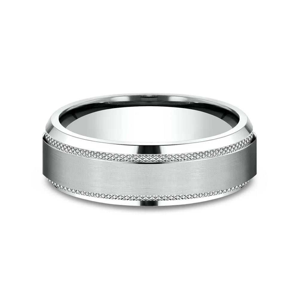 The Titan Men's Wedding Band in 14K White Gold - 6.5mm Width by Benchmark - Image 3