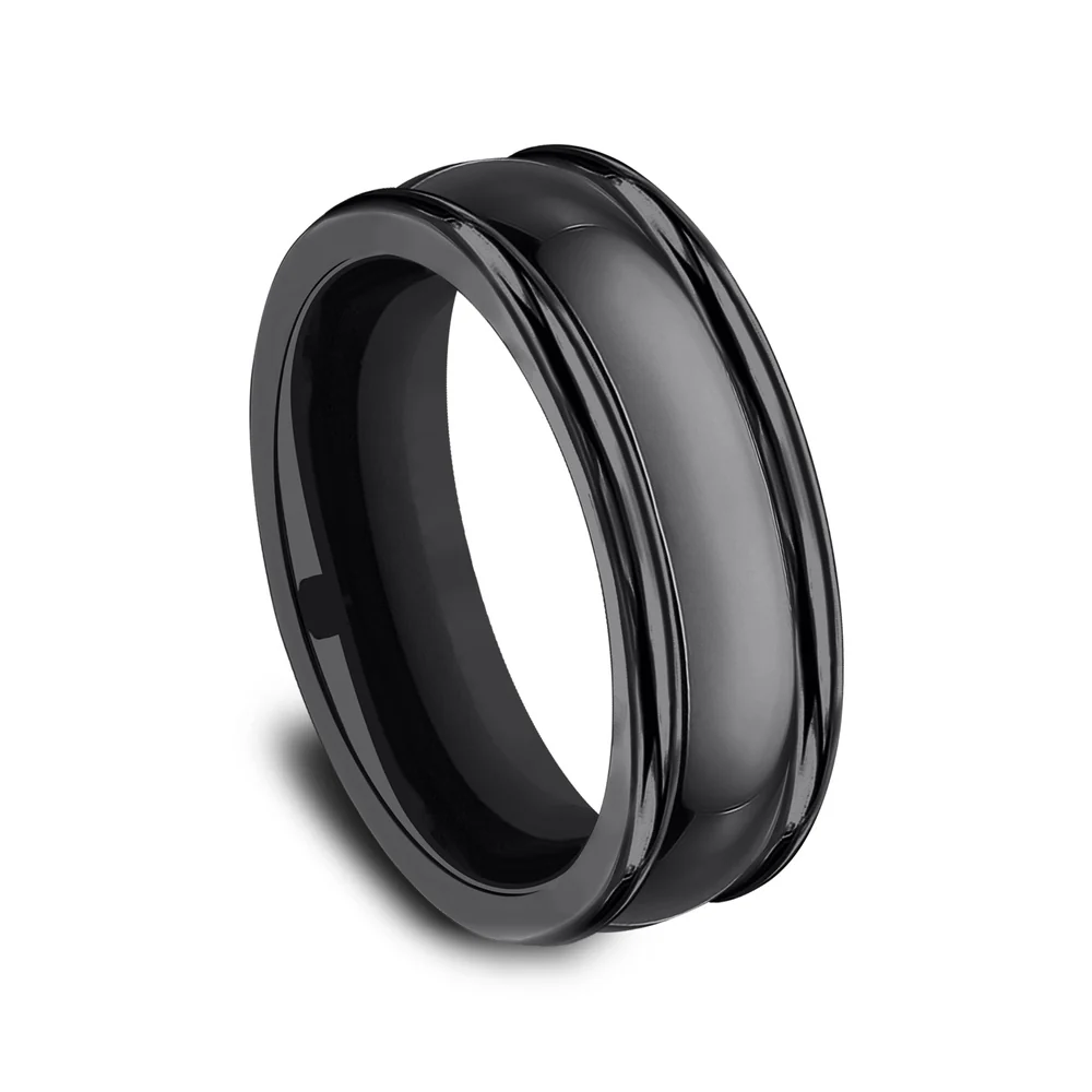 The Uniform Men's Wedding Band in Black Titanium - 7.5mm Width by Forge - Image 2