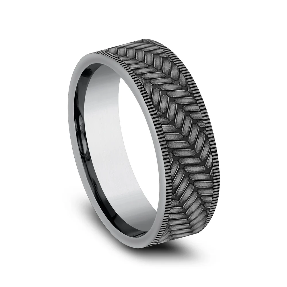 The Vanguard Men's Wedding Band in Grey Tantalum - 7mm Width by Tantalum - Image 2