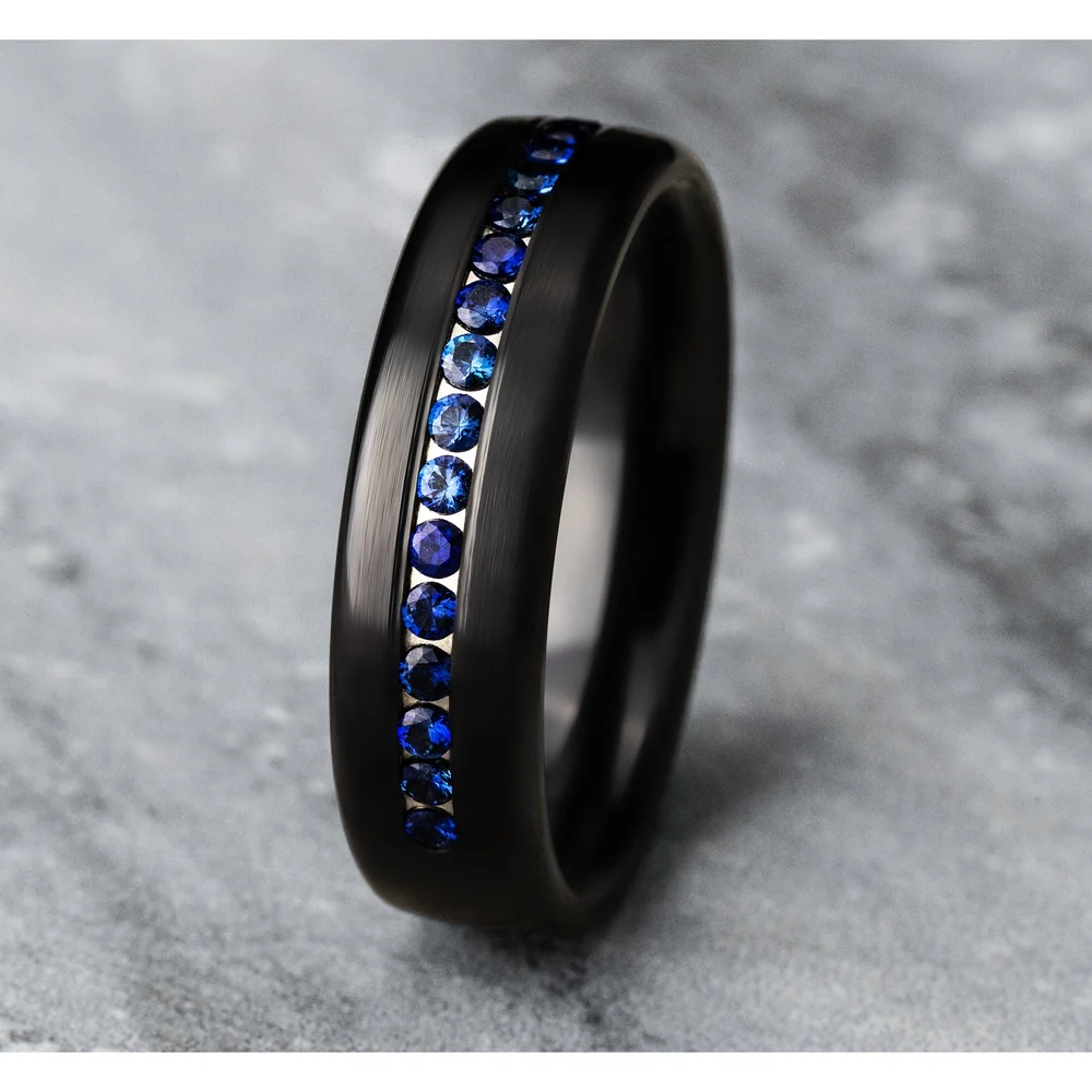 The Viscount Men's Wedding Band in Black Titanium - 6.5mm Width by Forge - Image 4