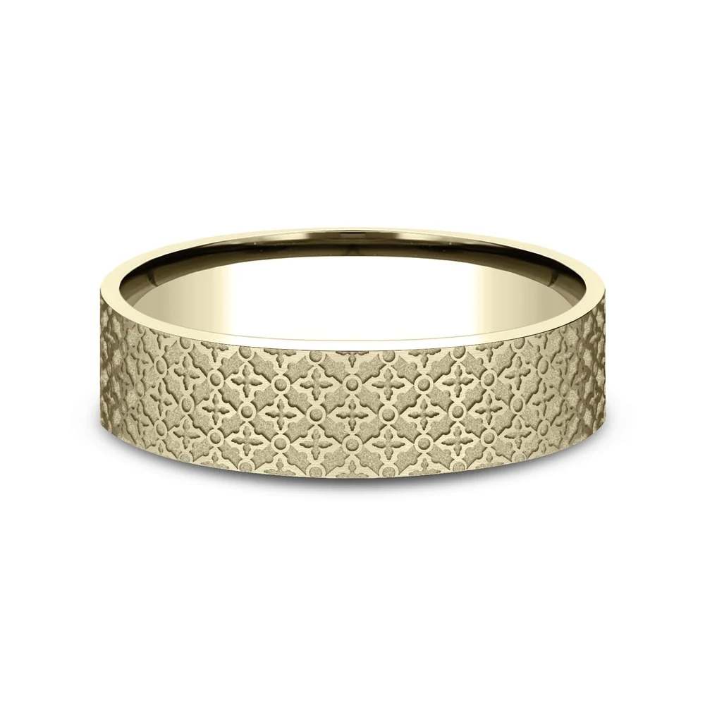 The Vulcan Men's Wedding Band in 14K Yellow Gold - 6mm Width by Benchmark - Image 3