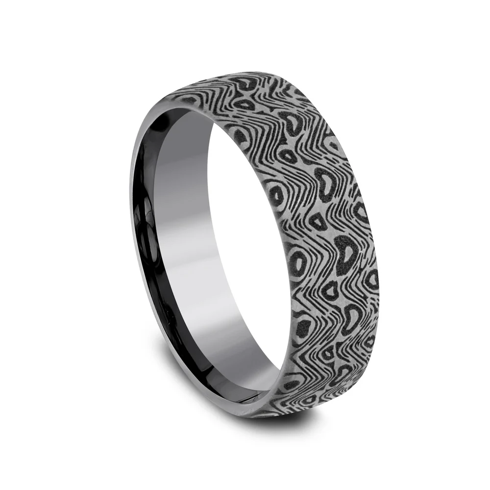 The Wave Men's Wedding Band in Grey Tantalum - 6.5mm Width by Tantalum - Image 2