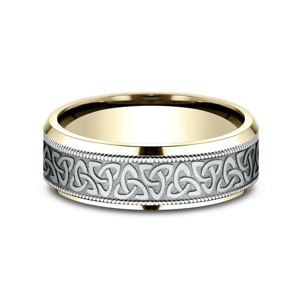 The Wexford Men's Wedding Band in 14K Yellow and White Gold - 7mm by Benchmark - Image 3