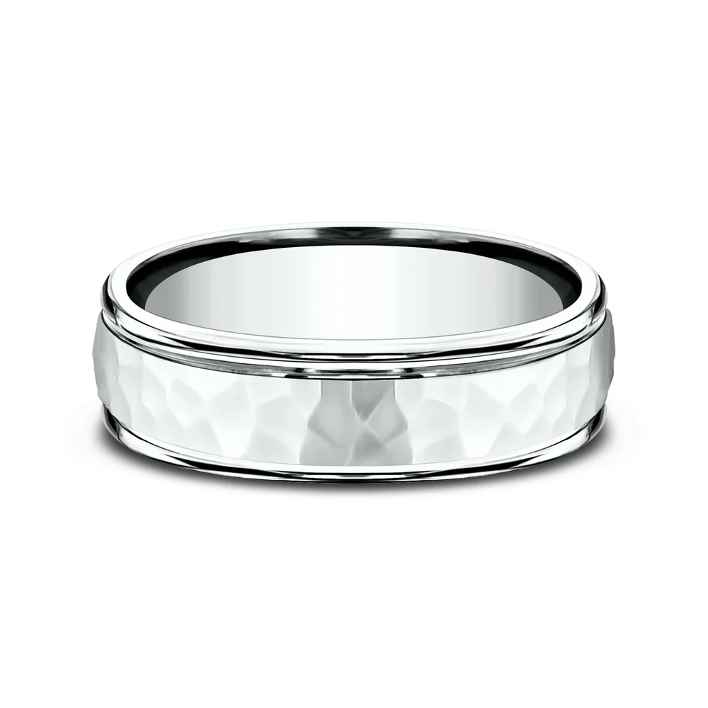 The Wilson Men's Wedding Band in 14K White Gold - 6.5mm Width by Benchmark - Image 3