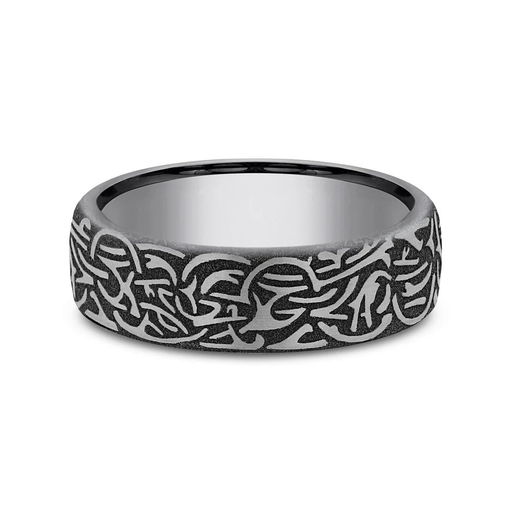 Thors Hammer Men's Wedding Band in Grey Tantalum - 6.5mm Width by Tantalum - Image 3
