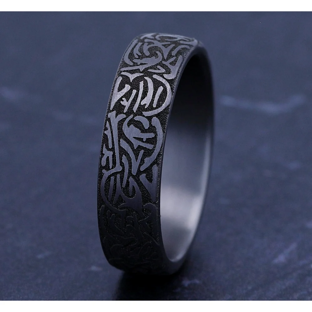 Thors Hammer Men's Wedding Band in Grey Tantalum - 6.5mm Width by Tantalum - Image 4